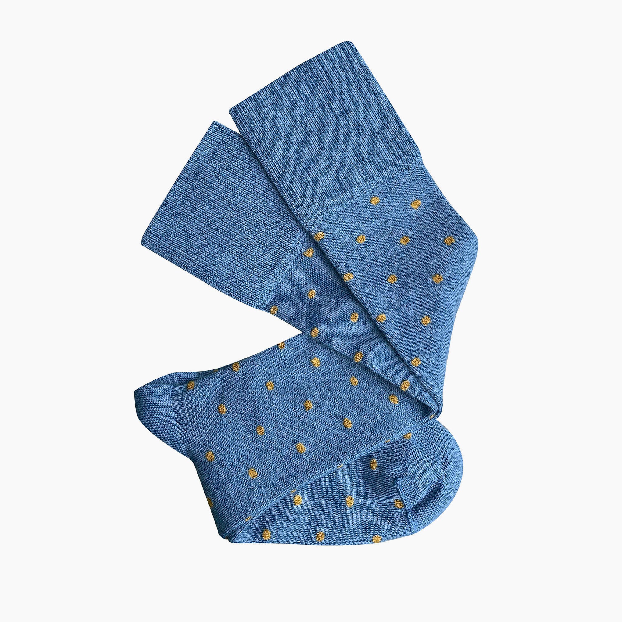 Merino Wool Knee Length Socks - Dotty in Blue