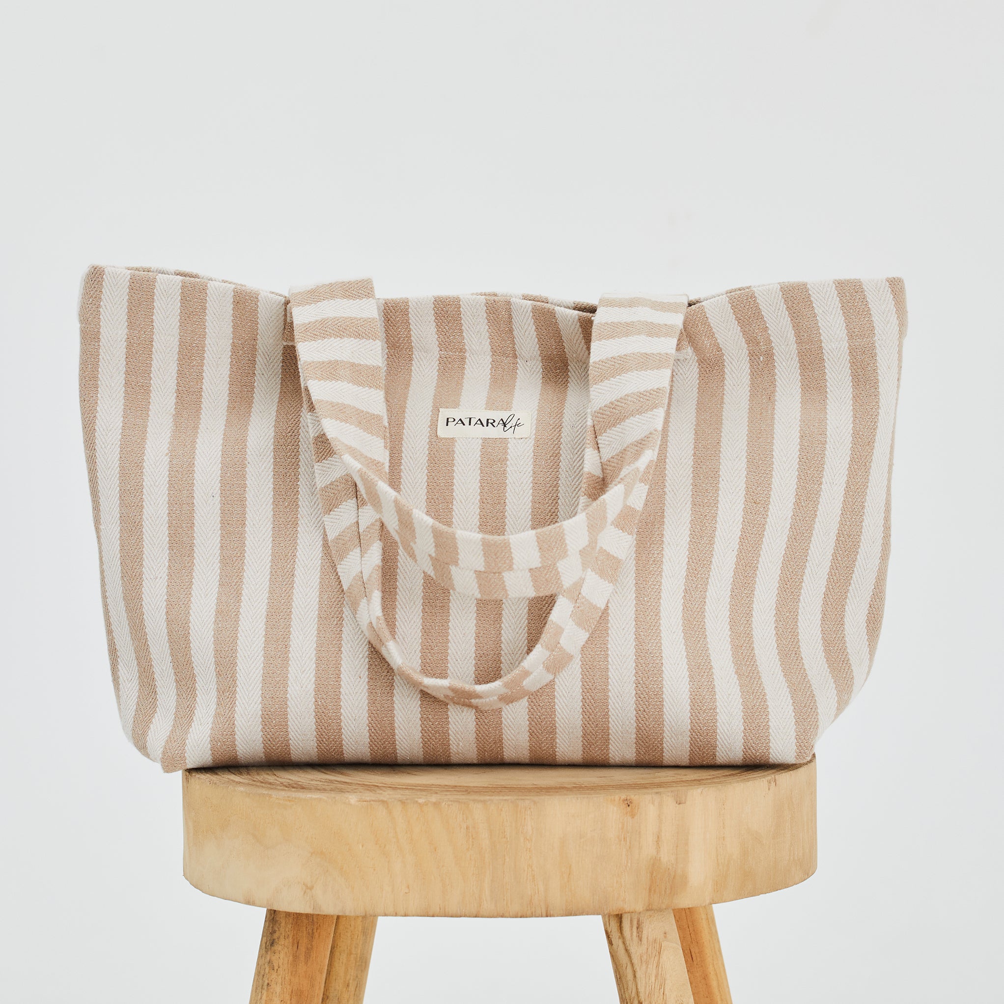 Patara Life Woven Linen Tote - Light Brown