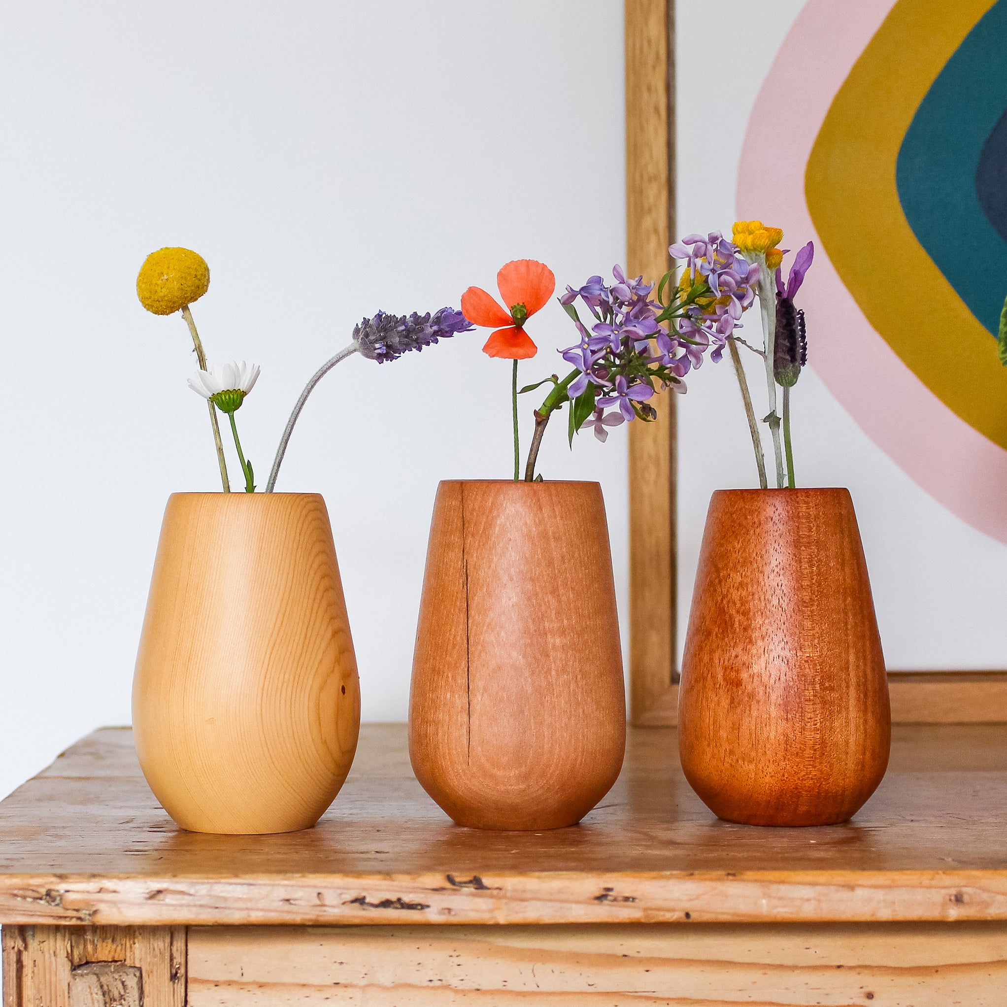 Hand Crafted Wooden Bud Vases